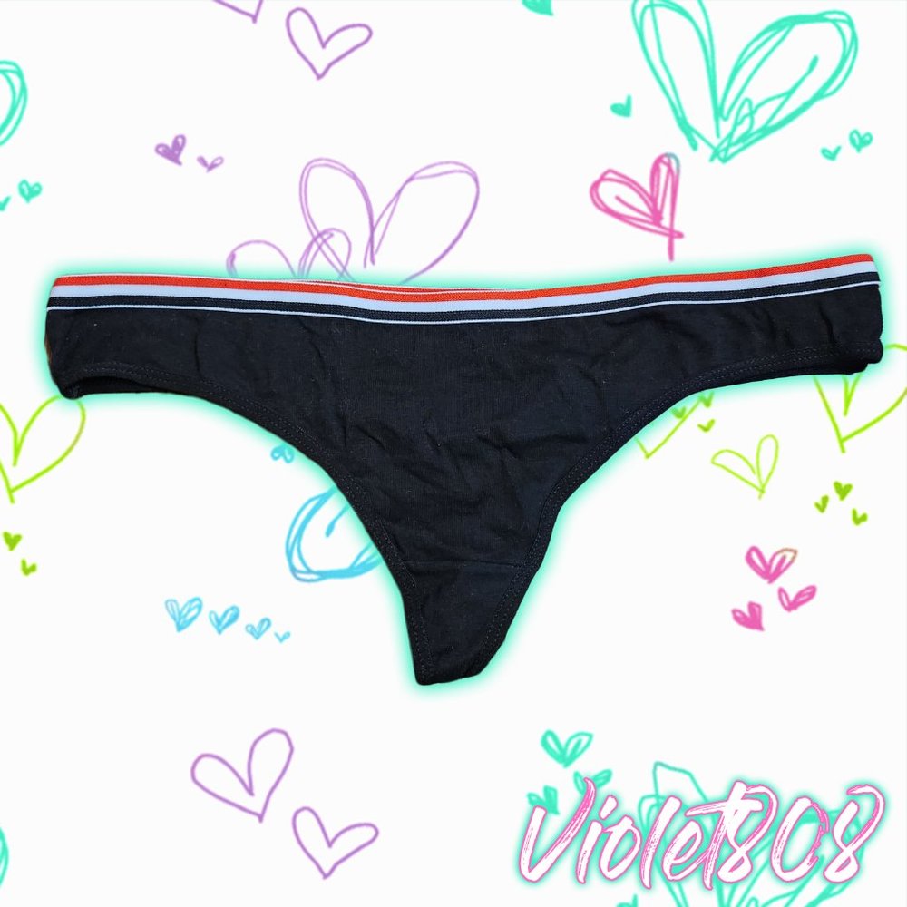 [L] Black String Thong Panty
